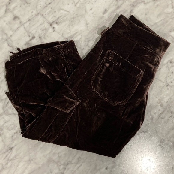 BCBG MAXAZARIA Brown Corduroy Cropped Cargo Baggy Pants Size 0 - Picture 4 of 11